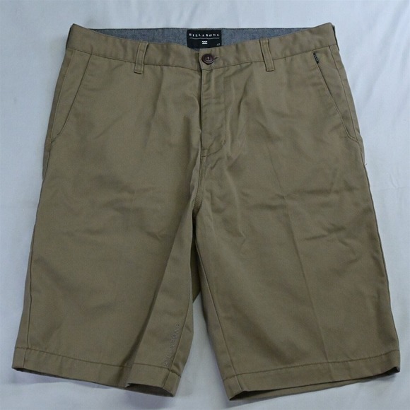 Billabong 32 x 10" Khaki Flat Front Chino‎ Shorts - Picture 1 of 5